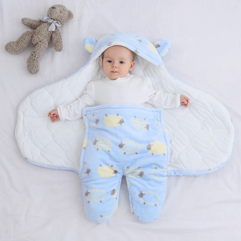 Saco de dormir suave para bebé recién nacido, manta para envolver 100%  algodón grueso, de 0 a 9 meses