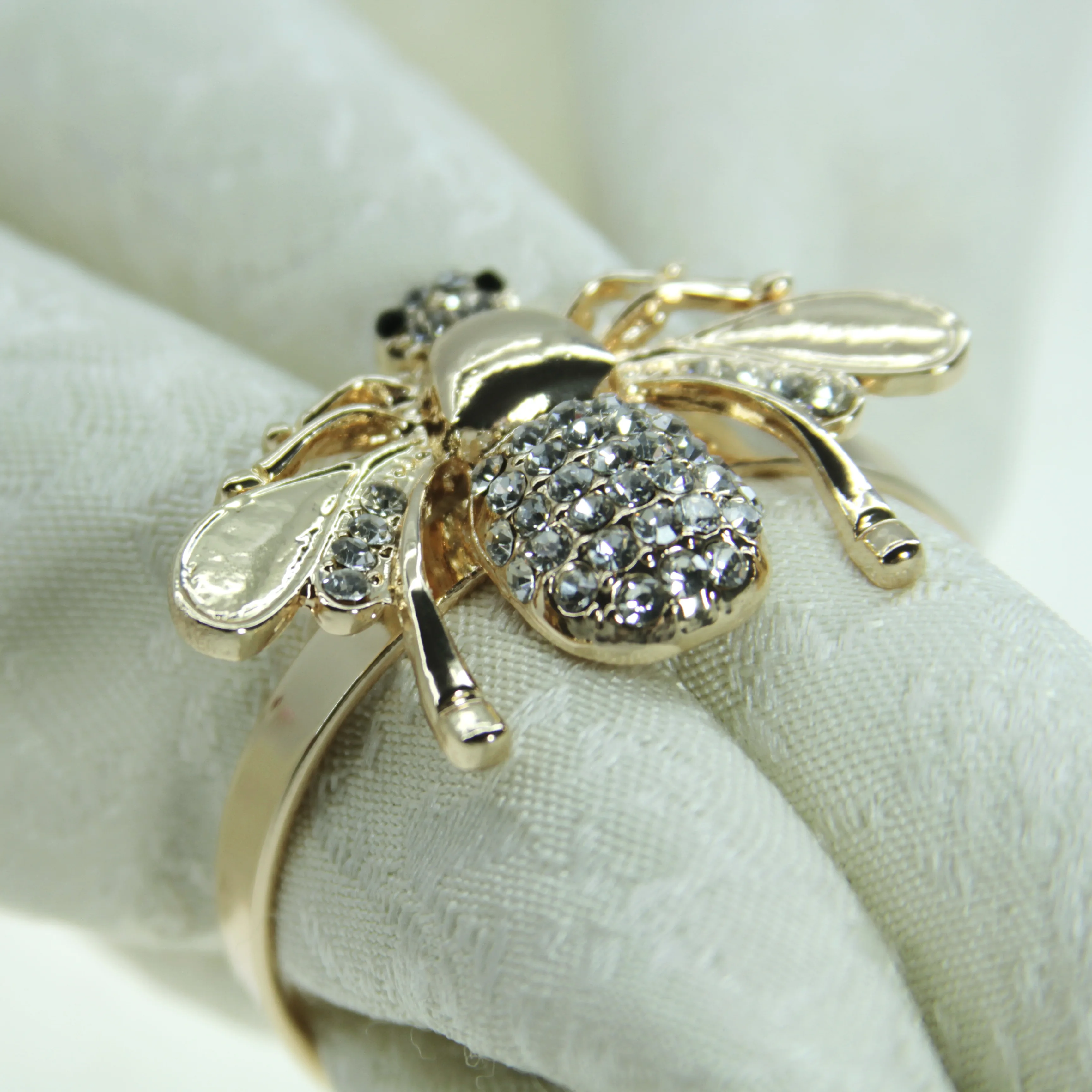 qn19042902 free shipping gold/silver bee napkin ring with crystal