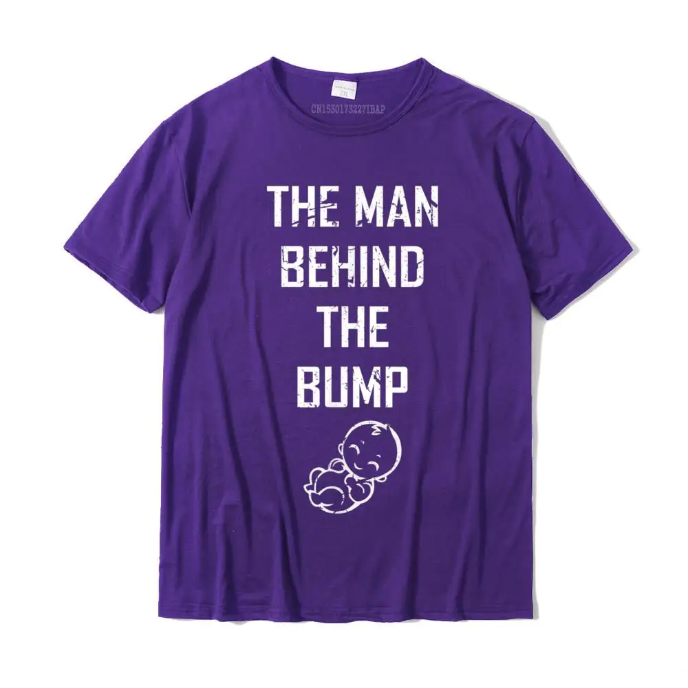 Oversized Men Tops Shirt Normal Design Tshirts 100% Cotton Fabric Short Sleeve Casual Tees Round Collar Drop Shipping Funny Pregnancy Gift The Man Behind The Bump T-Shirt__MZ22378 purple