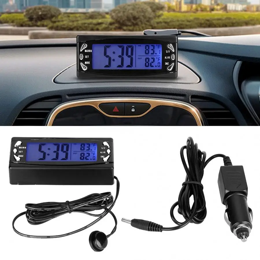 Цифровые часы Авто 12 в цифровой термометр для автомобиля часы ЖК-дисплей измеритель температуры с функцией будильника T23 цифровые часы для автомобиля
