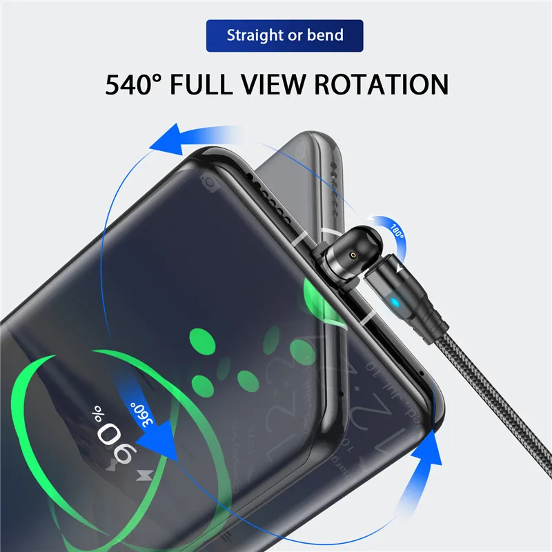 USLION 540 stopni Roating kabel magnetyczny Micro USB typ C kabel telefoniczny dla iPhone11 Pro XS Max Samsung Xiaomi kabel USB przewód 3 USLION 540 stopni Roating kabel magnetyczny Micro USB typ C kabel telefoniczny dla iPhone11 Pro XS Max Samsung Xiaomi kabel USB przewód 3