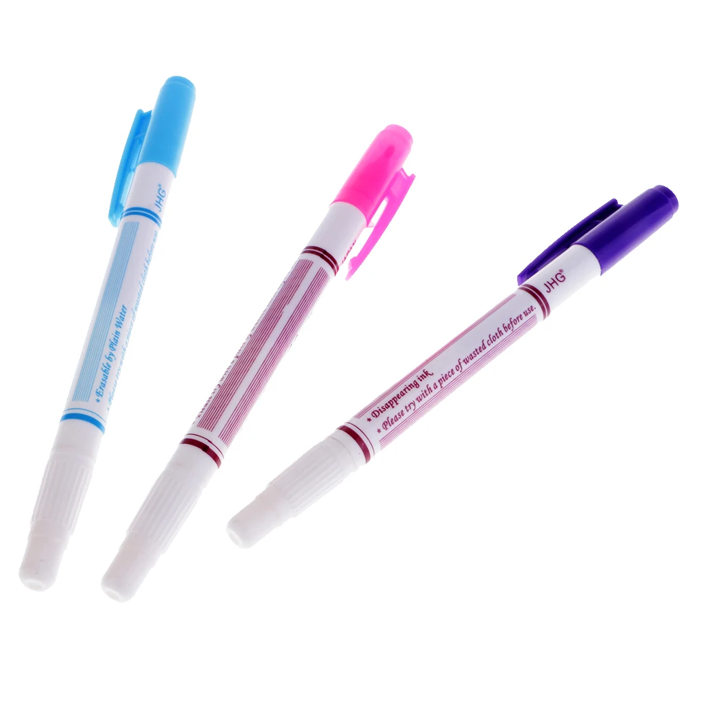 3 Pieces Water Erasable Pen Water Soluble Pen Cross Stitch Craft for Fabric Cloth Temporary Marking