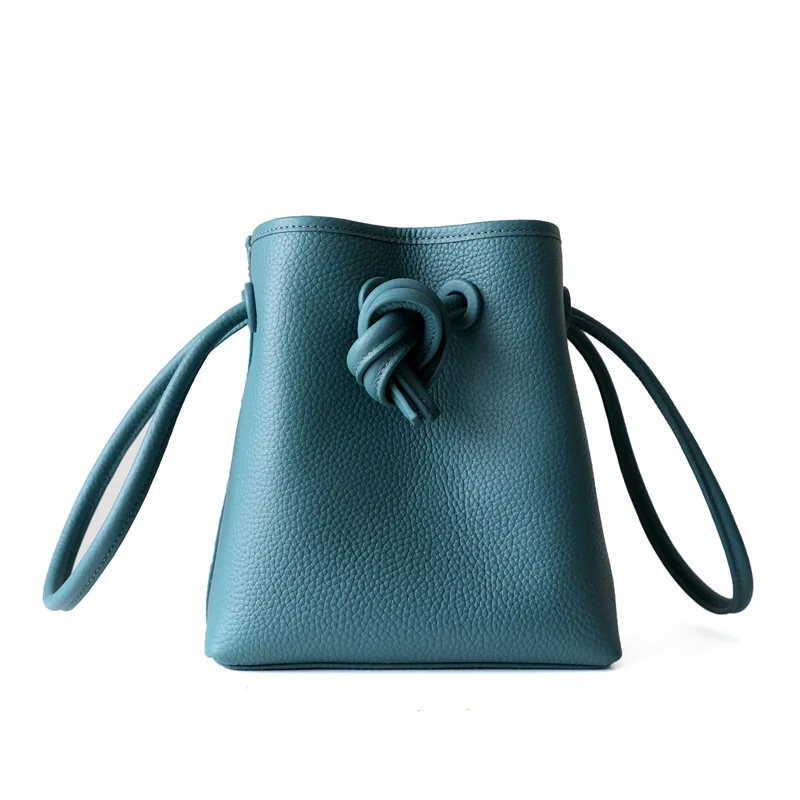 

New Type Pumping Barrel Package for Litchi Grained Head Layer Cowskin Single Shoulder Slant Bag Xiao Han Edition Simple Bag