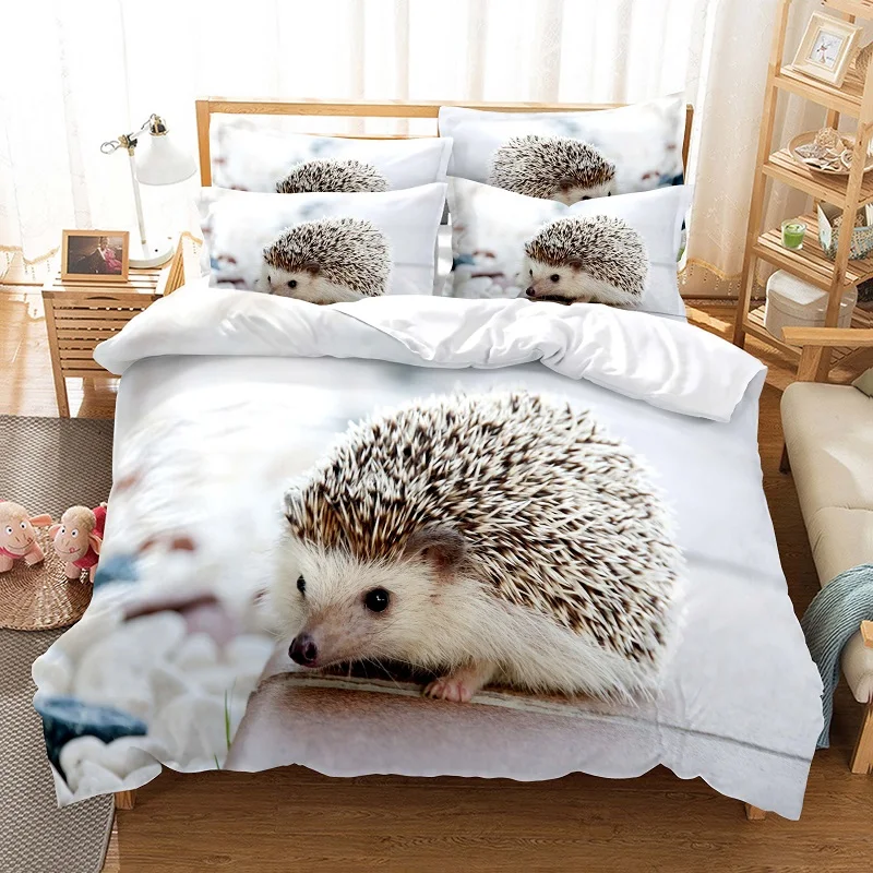 Cute Animal Hedgehog Bedding Duvet Cover Set 3d Digital Printing Bed