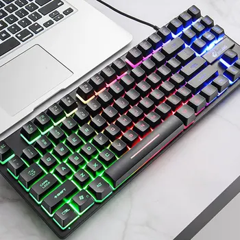 

Gaming Keyboard Seven-Color Backlit Keyboard K16 87 Keys 12 Multimedia Keys For Laptop PC Gamer Wired Keyboard G15