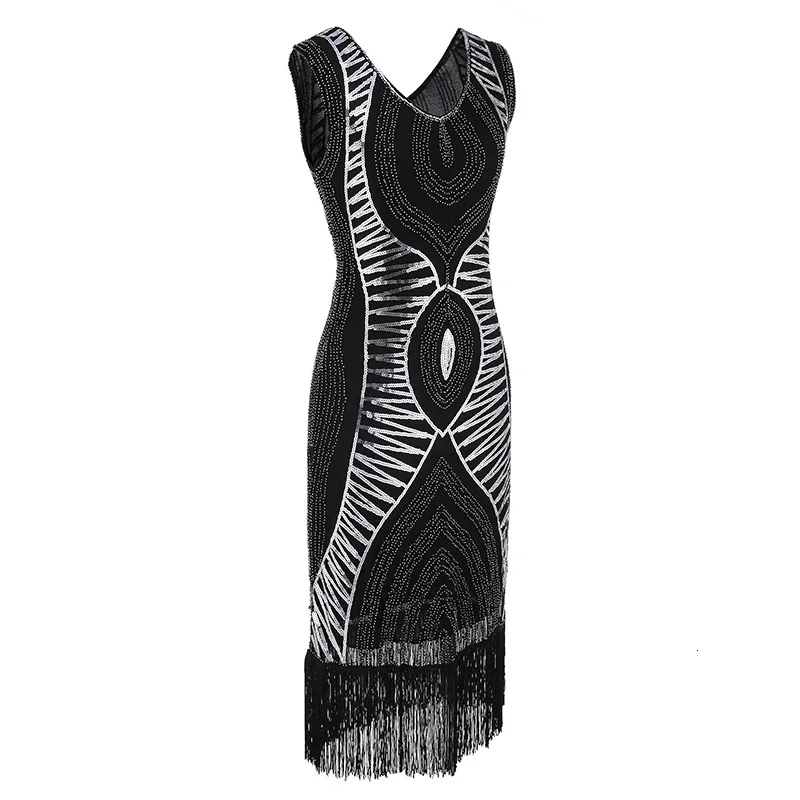 1920s Diamond Sequined Embellished Fringed Great Gatsby Flapper Dress Women Sleeveless Retro Midi Party Dress Ukraine Vestido (6)