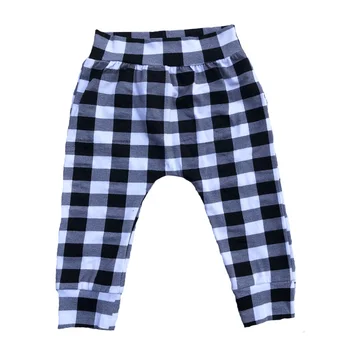 

New Arrival wholesale girls and boys black and white plaid Harem pants