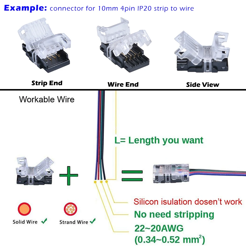 10 шт. 2pin 3pin 4pin 5pin светодиодные ленты Разъем для одного RGB RGBW 3528 5050 WS2812B Светодиодные ленты для провода полосы соединительные клеммы