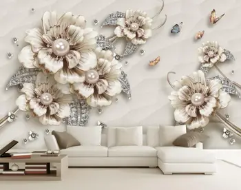

CJSIR High-quality 3d Wallpaper Murals Exquisite Luxury Stereo Jewelry Flowers TV Background Wall Wallpaper for Walls 3 d