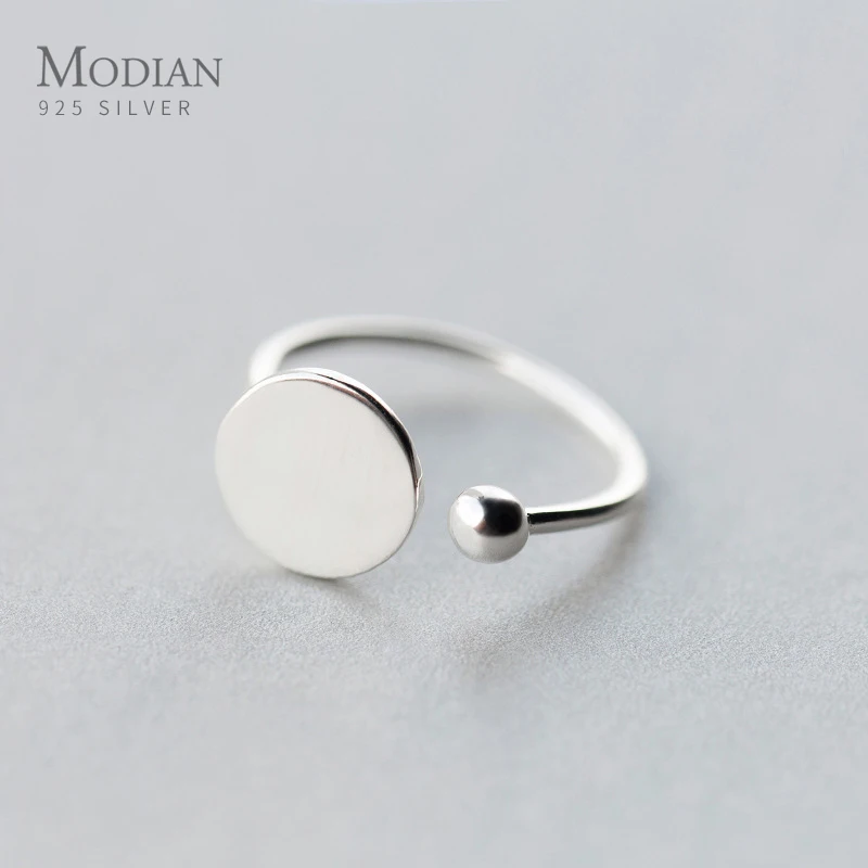 

Modian Geometric Disc Light Beads Ring for Women Classic 925 Sterling Silver Fashion Simple Free Size Ring Fine Jewelry Gift