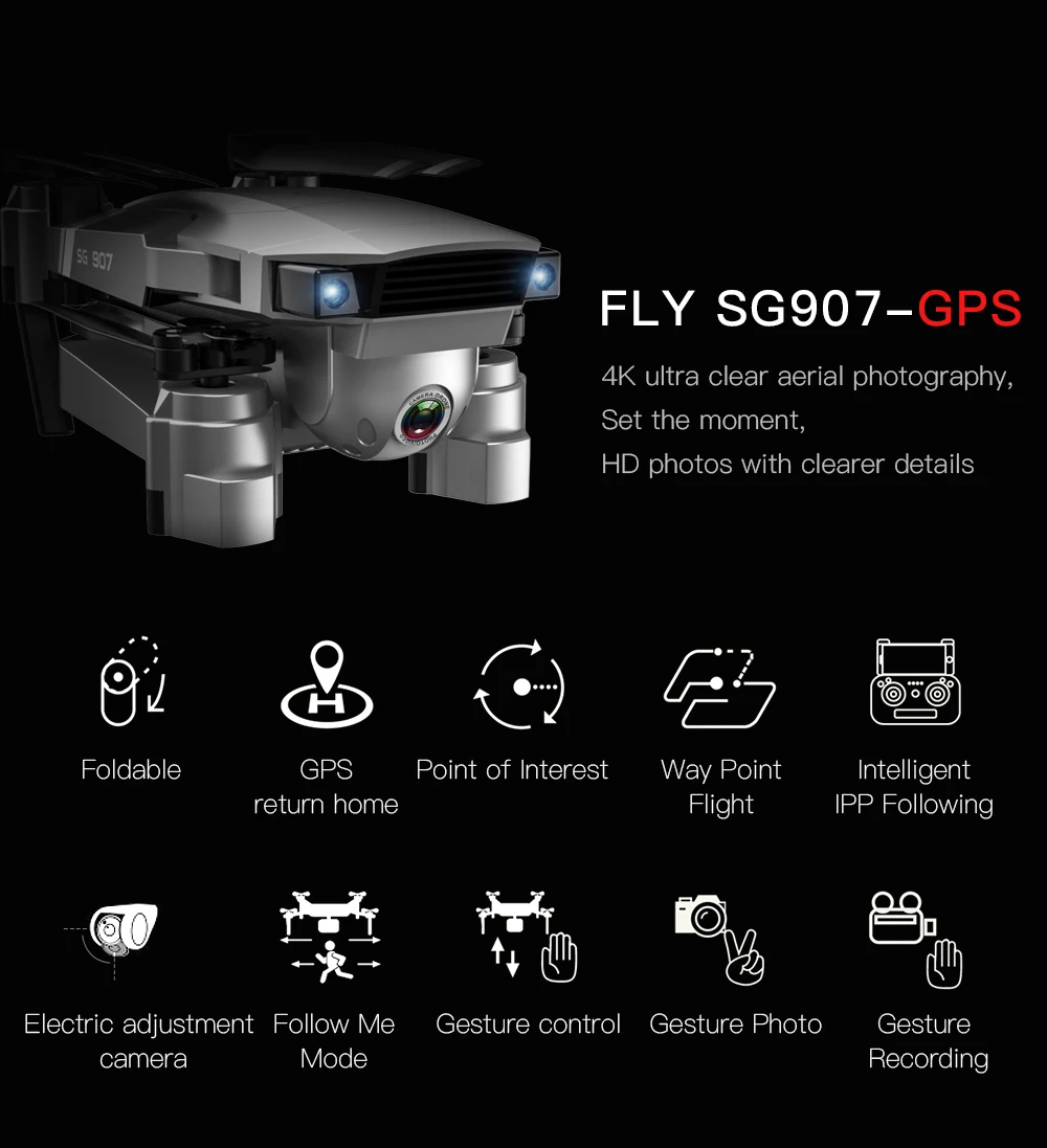 ZWN SG907 SG901 GPS Drone with Wifi FPV 1080P 4K HD Dual Camera Optical Flow RC Quadcopter Follow Me Mini Dron VS SG106 E520S