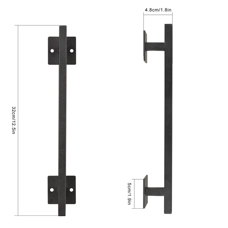 12 дюймов Heavy Duty Сталь Черный квадрат раздвижная дверная ручка для двери для раздвижной сарай для дверей, ворот гаража навесы мебель