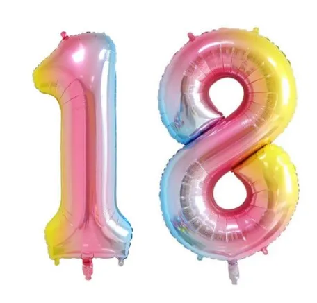 2 шт 32/40 дюймов с днем рождения 18 фольгированные шары розовые синие золотые цифры 18-летние вечерние украшения мужские аксессуары для девушки - Цвет: colorful