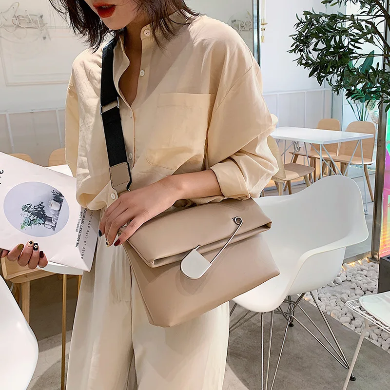 

2020 New Style Korean-style WOMEN'S Bag Online Celebrity-Big Pins Folding Versatile Fashion Shoulder Bag Large Capacity Simple S