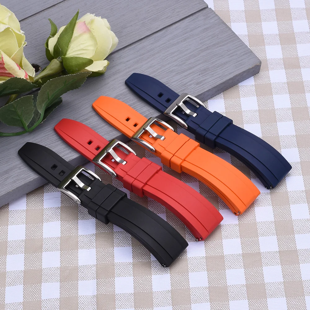 Premium Grade Vulcanized FKM Rubber Watch Strap 18mm 20mm 22mm 24mm Quick Release Watchbands