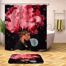 Африканская Женская Цифровая печать занавеска для душа водонепроницаемый стойкий к плесени c-образные Пластиковые Крючки чистый tong kou yan Графический Customiz
