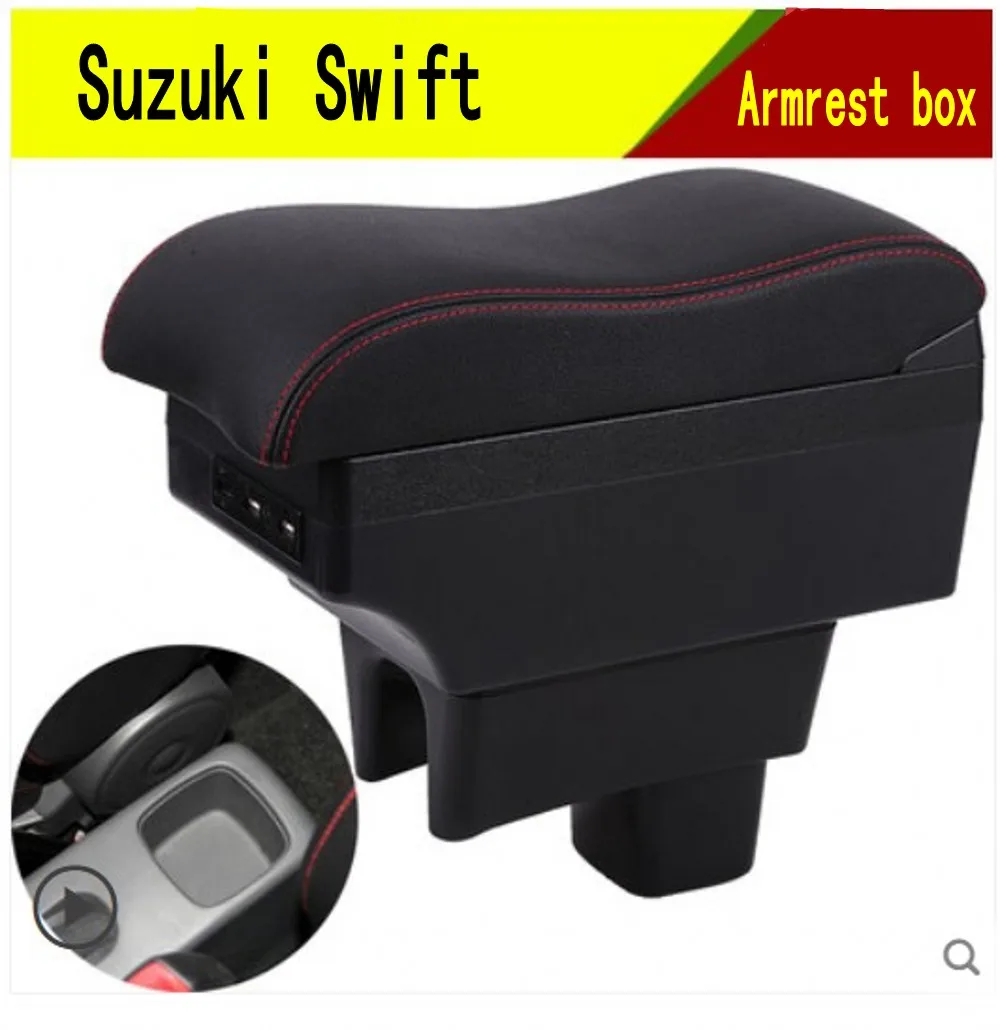 

For SUZUKI Swift Center console armrest box storage box armrests elbow rest with usb cup holder