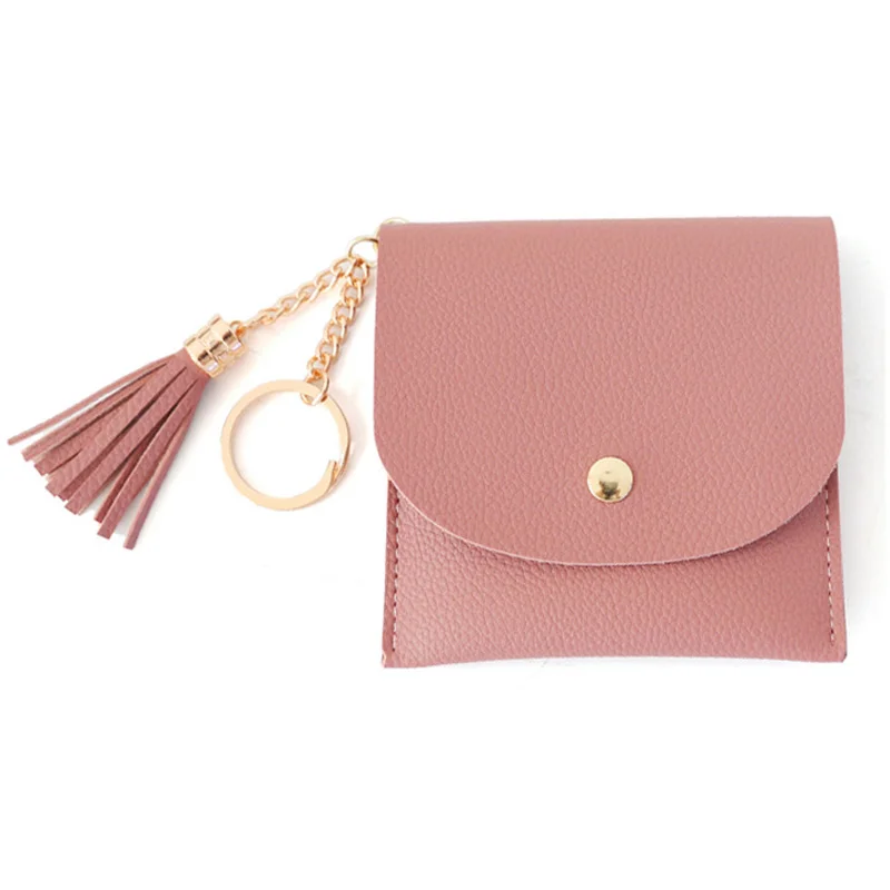 Fashion Women Credit Card holder with Key Ring Small Tassel Cards Wallets for Girls Lady Sweet Mini Purse porte carte leather wallet wallet card holder card holder coin purse credit card holder credit card wallet card wallet coin purse wallet