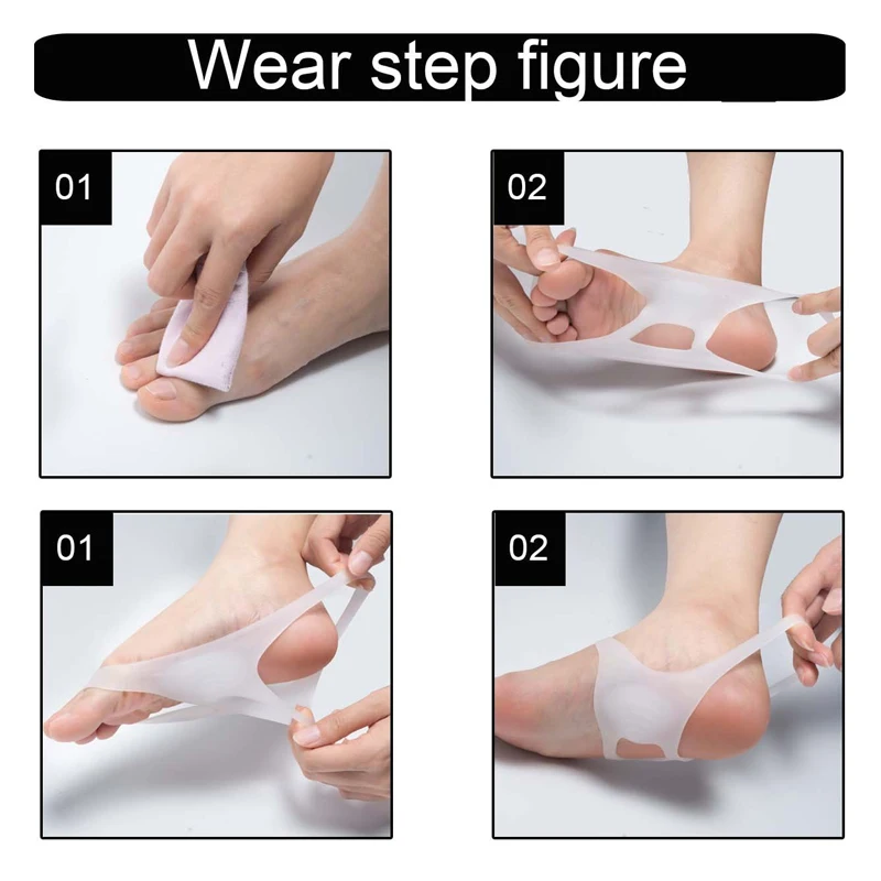 1Pair Soft Gel Arch Support Shoe Insert Foot Pads for Plantar Fasciitis and Flat Feet, Foot Pain Relief Shock Absorption Insoles