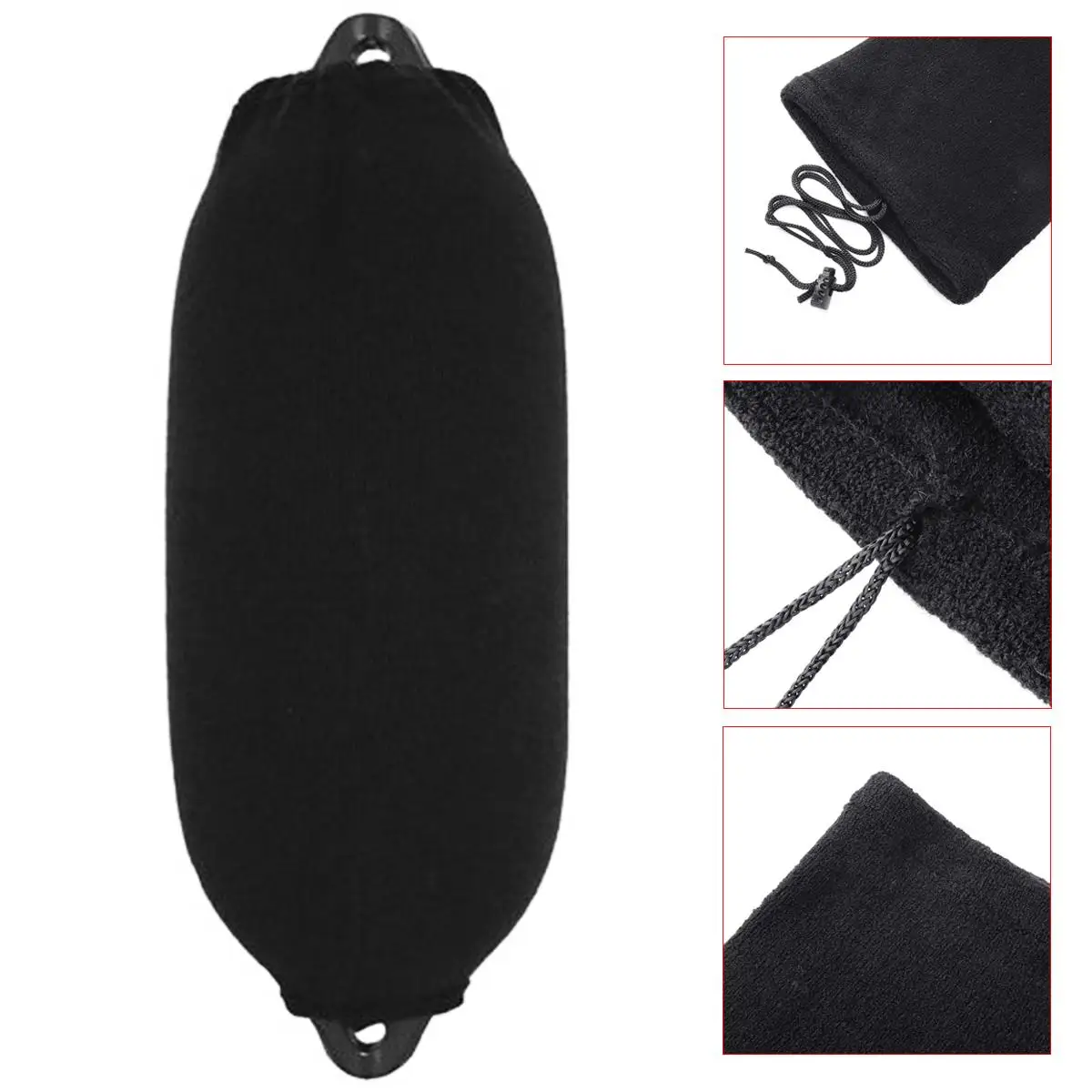 Boat Fender Cover Black Velvet For Center Rope Tube Style for 110mm x 400mm /4.5 inches x 16 inches G0 Fenders