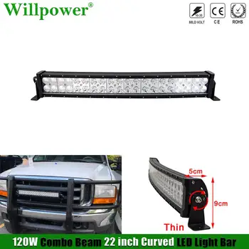

Off-Road Car Bullbar Bumper 120W 22" Curved LED Light Bar For Jeep JK Chevy Pickup 4x4 Truck SUV Thin Lightbar Driving Fog Lamp
