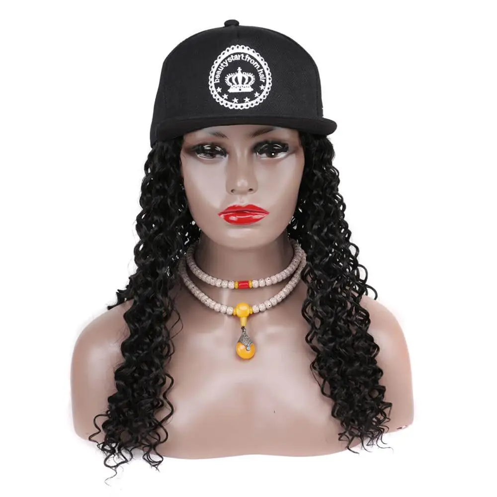 Парики из синтетических волос с глубоким волнистым рисунком черной регулируемой