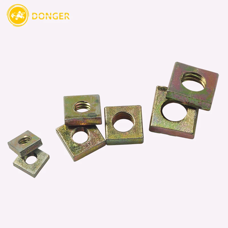 

50Pcs DIN562 M3 M4 M5 M6 Color Zinc Plated Square Nuts Without Bevel Block Square Quadrangle Galvanized Pressed Nuts HW055