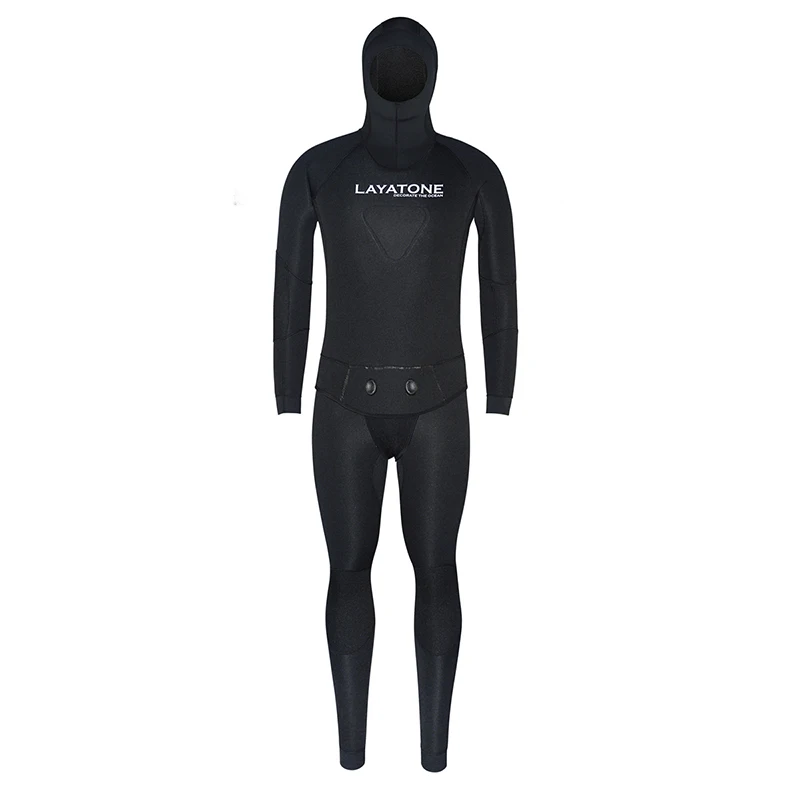 TSMC гидрокостюм Для мужчин 7 мм неопрена для дайвинга, подводной охоты, комплект из двух предметов с капюшоном воды подводной охоты рыбалки Дайвинг костюмы