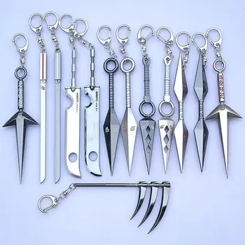 

Naruto weapon key chains No cut four generations Dragon Blade double head Pheasant sword flying segment alloy weapon key chain