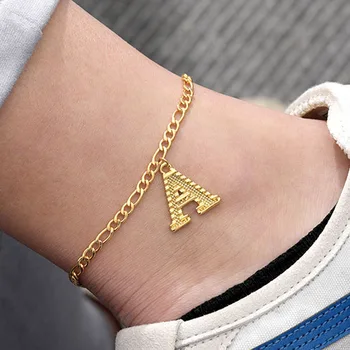 A-Z Initial Letter Anklets For Women Stainless Steel Gold Alphabet Anklet Bracelet Boho Foot Jewelry Gift Women Accesorios Mujer
