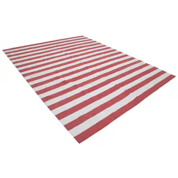 

241x305 Cm Red Handmade Dhurrie Rug-8x10 Ft