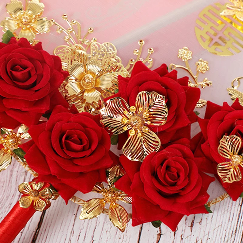 1pc Fan Materials Kit Lifelike Flowers Ornaments Ancient Style Decorative Round Handheld Props Display Home Decor