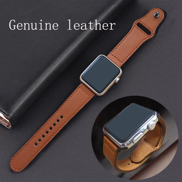

Luxury Genuine leather loop strap for apple watch band series 4 3 2 1 42mm 38mm watchband for iwatch 44mm 40mmseries 5
