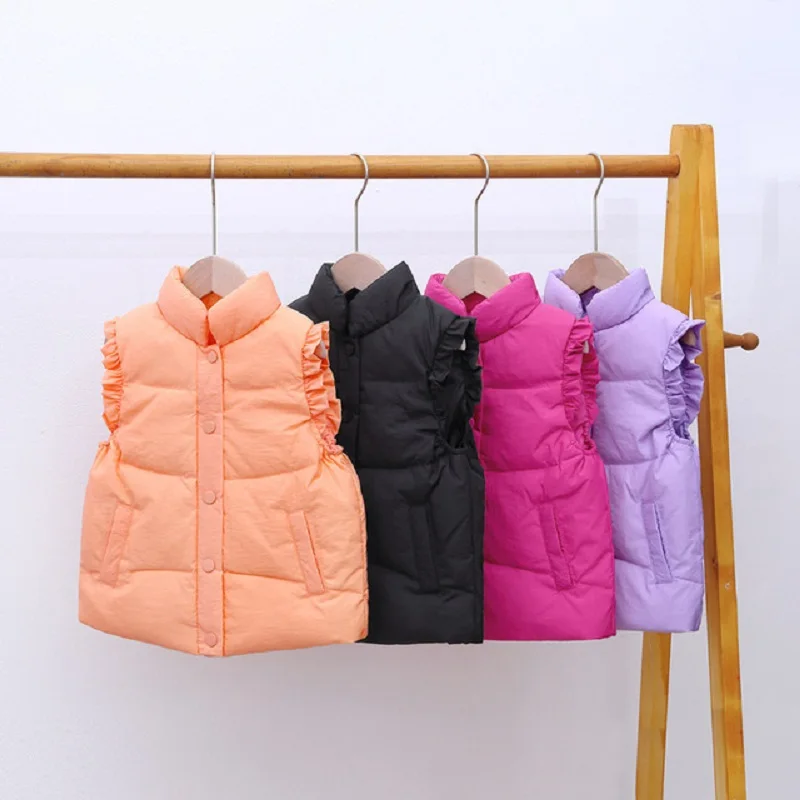 Baby Girls Puffer Vest Jackets Waistcoat Tops 2-10 Yr