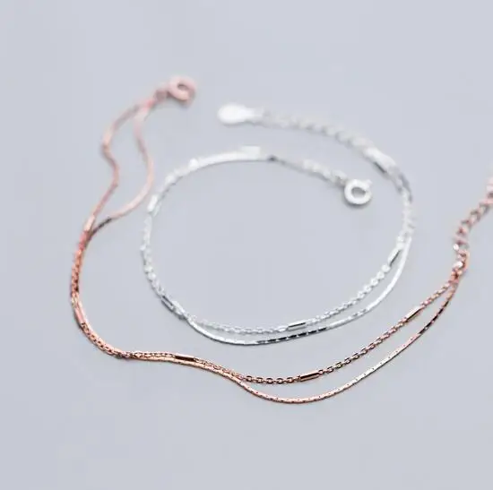 

thin 100% Real. 925 Sterling Silver Fine Jewelry Double Rows/Multi-Layered chain Bracelet GTLS916