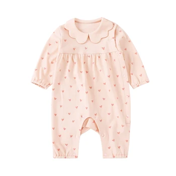 

Pureborn Newborn Baby Girl Jumpsuit Ruffle Collar Infant Girl Romper Candy Color Long Sleeve Baby Girl Clothes Spring Outfit