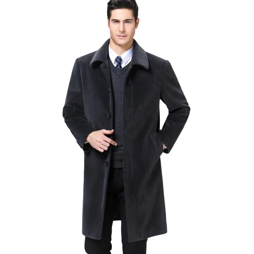 KUYOMENS Men's Wool Blends Coats Autumn Winter New Solid Color Men Trench Coat Wool Coats Luxurious Wool Blends Coat Male KUYOMENS Men's Wool Blends Coats Autumn Winter New Solid Color Men Trench Coat Wool Coats Luxurious Wool Blends Coat Male