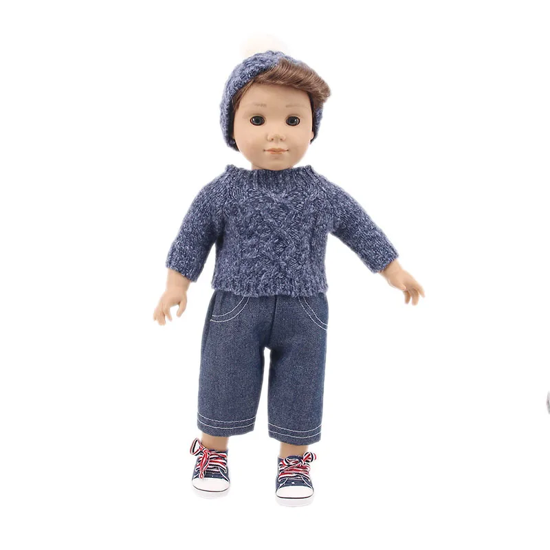 Кукольная одежда 3 шт./компл. шляпа+ свитер+ джинсы для девочек 18 дюймов American& 43 см для ухода за ребенком для мам, родившиеся Logan мальчик кукла нашего нового поколения для маленьких девочек рождественское платье игрушка