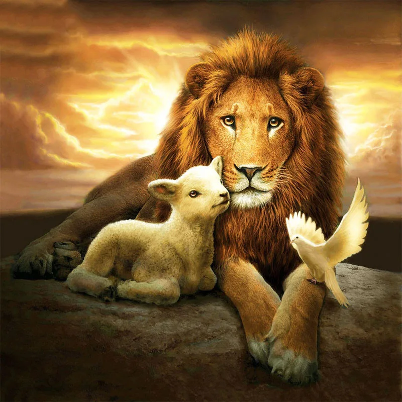 

Fuyun 5D Diamond Painting Lion&Sheep Full Round Diamond Mosaic Animals Rhinestone Picture Embroidery Sale Home Decor