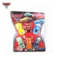 Original box 6Pcs/set Cars Disney Pixar Cars 3 Lightning McQueen Mater Somkey 1:55 Diecast Car Model for Kids Christmas Gift