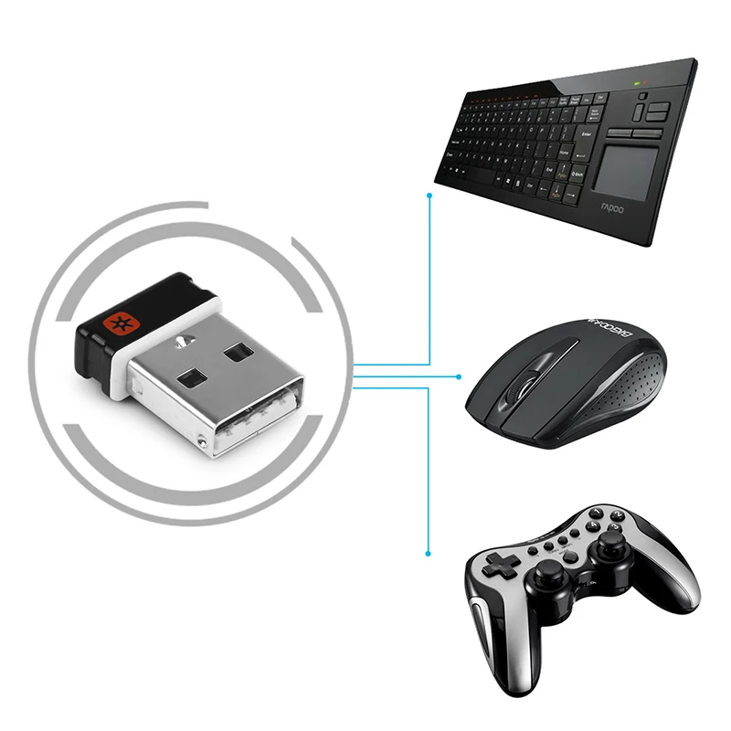 Беспроводной приемник-ключ 2 4 ГГц для подключения клавиатуры мыши Logitech 6