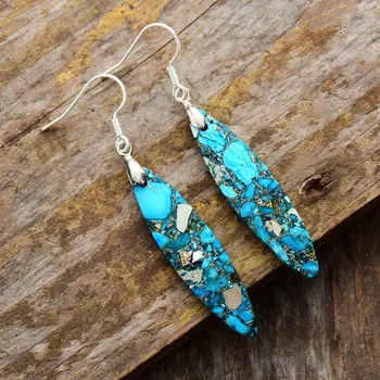 Gorgeous Gems Stone Earrings for Women Vibrant Jaspers Dangle Earring Fashion Bold Earring Jewelry Bijoux Wholesale