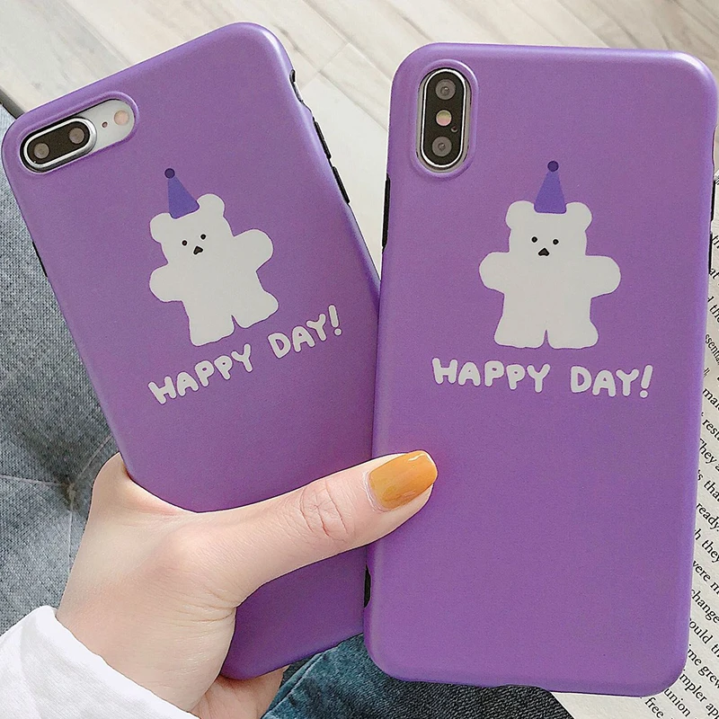 Милый чехол для телефона с мультяшным медведем iPhone 6 6s 7 8 Plus X Xs XR Max TPU мягкая задняя