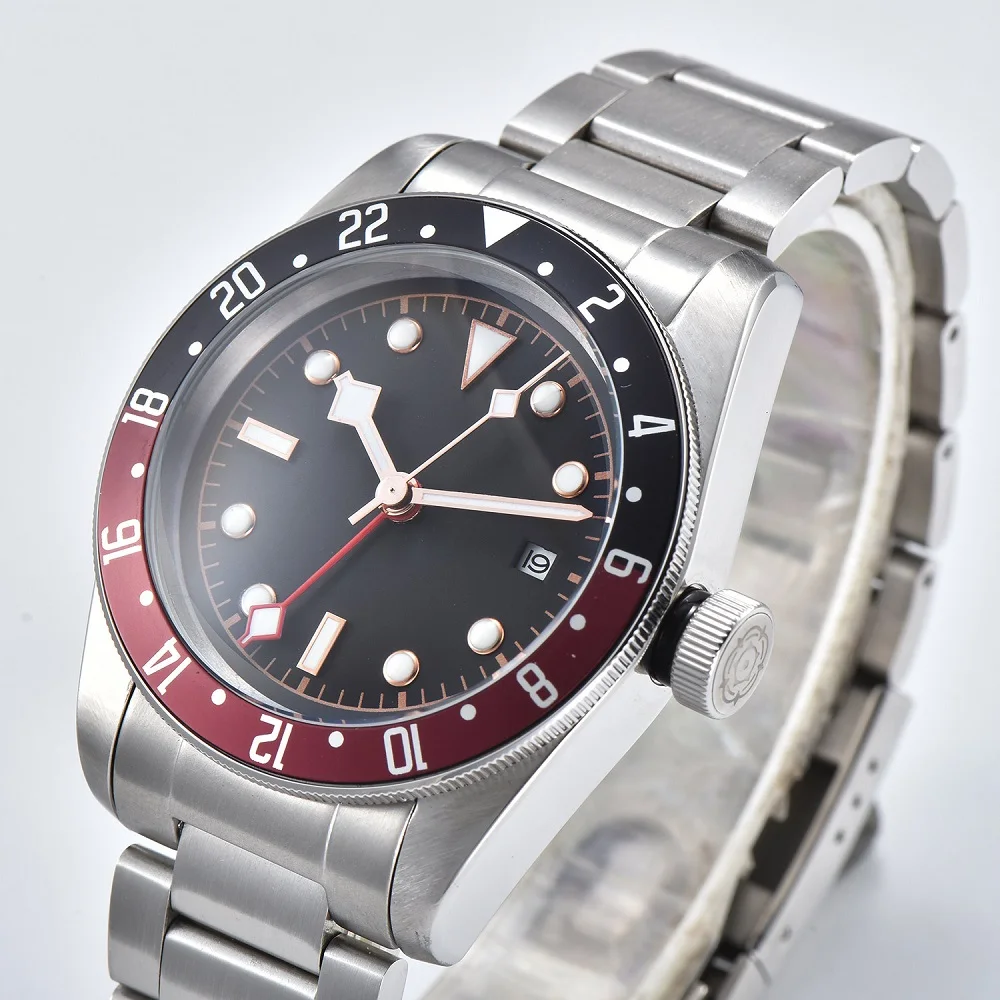 

Schwarz Bay Watch Men GMT Luxury Brand Automatic Mechanical Watch Military Sport Swim Clock Stainless Mechanical Watch Men N-04