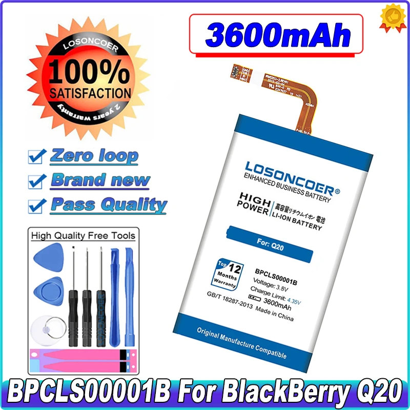 

LOSONCOER BPCLS00001B 3600mAh Battery For BlackBerry Q20 SQC100-1 SQC100-3 Cell Phone Battery