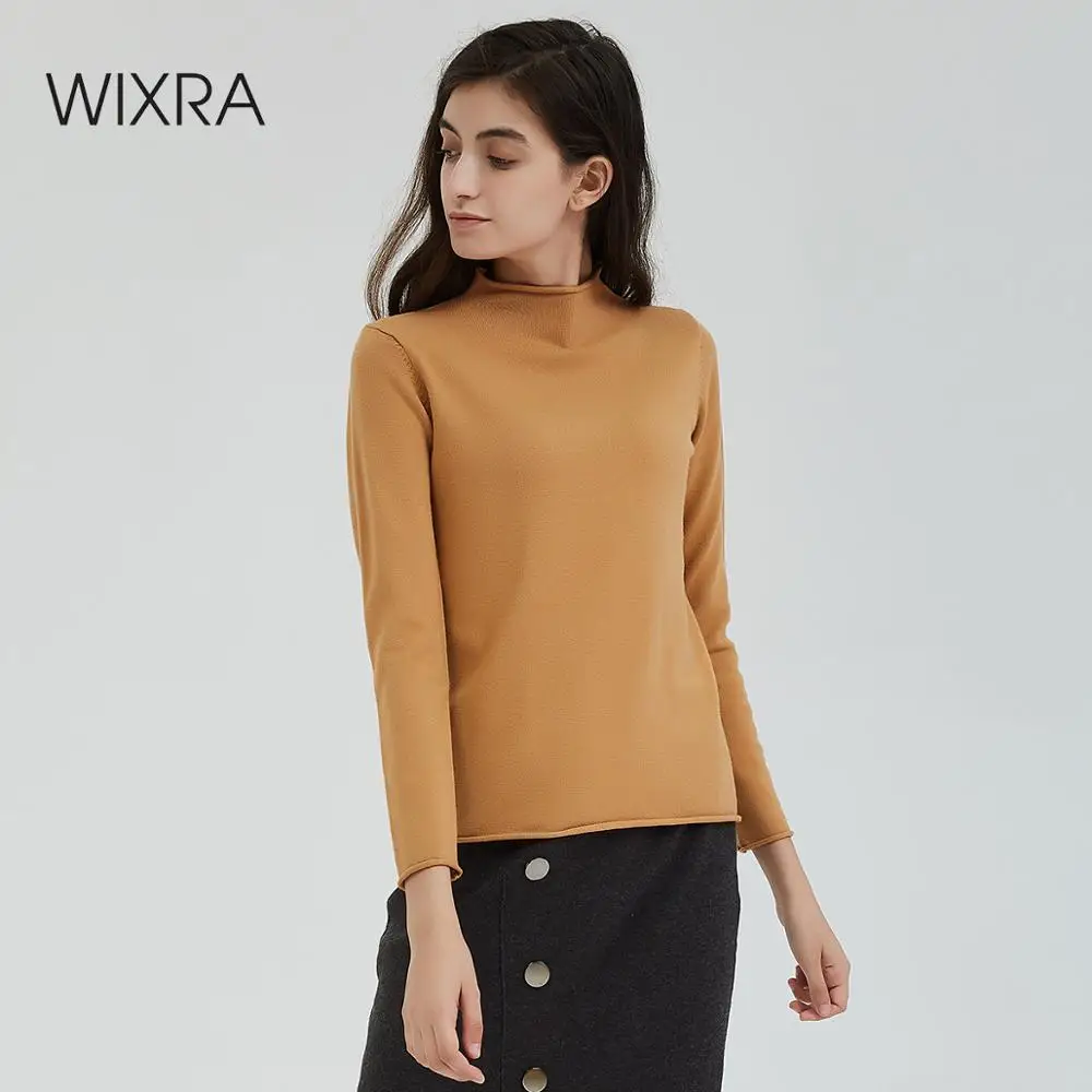 

Wixra Women Sweater 2019 Solid Female Turtleneck Soft Warm Ladies Knitted Basic For Daily Pull Jumpers Autumn Spring