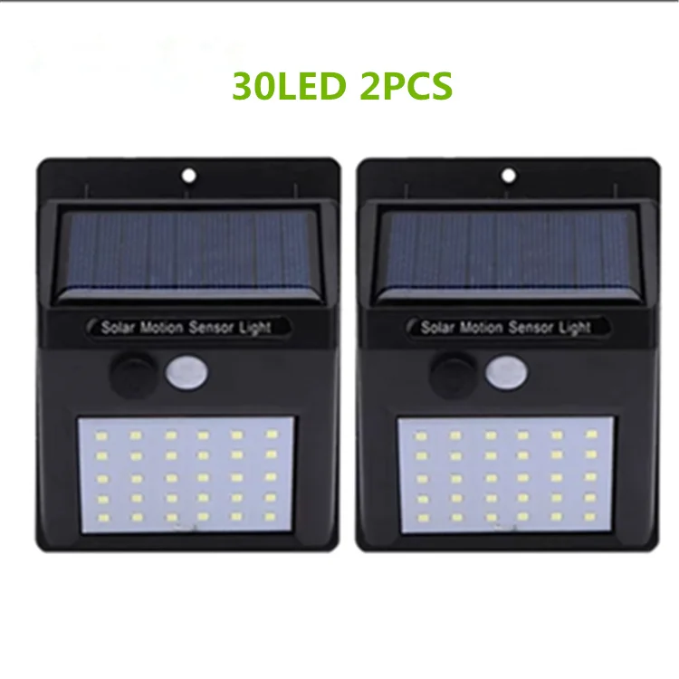 2 Pieces 30LED 100 светодиодный солнечный светильник на открытом воздухе с водонепроницаемым датчиком движения, уличный светильник для украшения сада, светильник от солнца с зарядкой - Испускаемый цвет: 2 Pieces 30LED