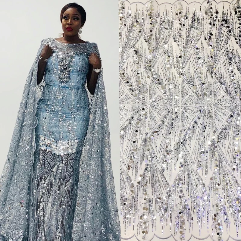 

The Latest French Lace Fabric 2021 High-grade African Sequin Lace Fabric, Nigeria Sequin Material Sequin D37691