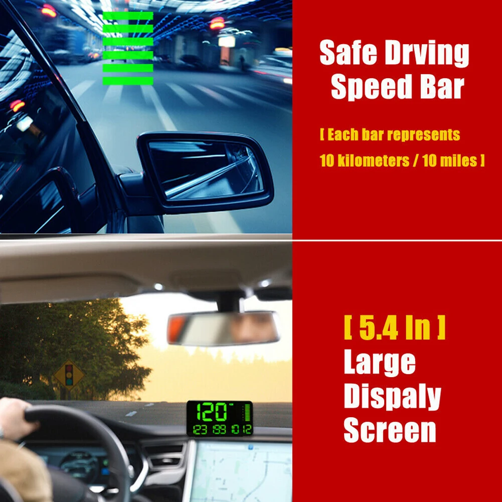 Автомобильные часы, gps, большой экран, подарок, дисплей, одометр, универсальный, многофункциональный, будильник, цифровой спидометр