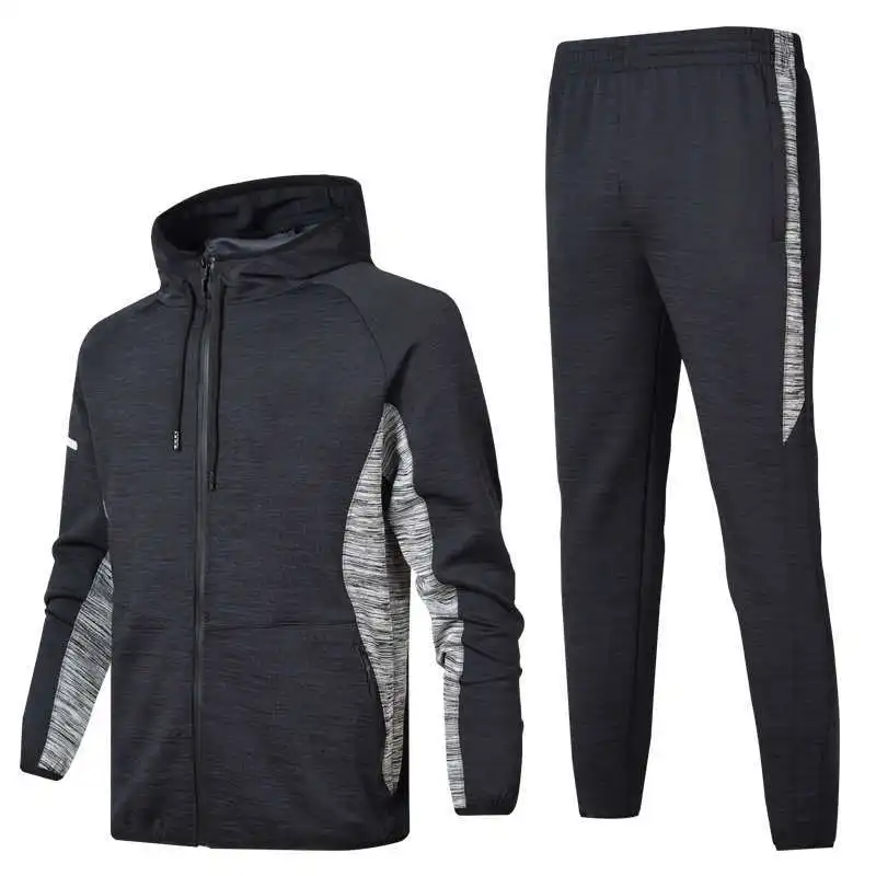 Полиэфирный мужской повседневный спортивный костюм, осенний и зимний беговые костюмы, мужская спортивная одежда для бега - Цвет: Dark Gray